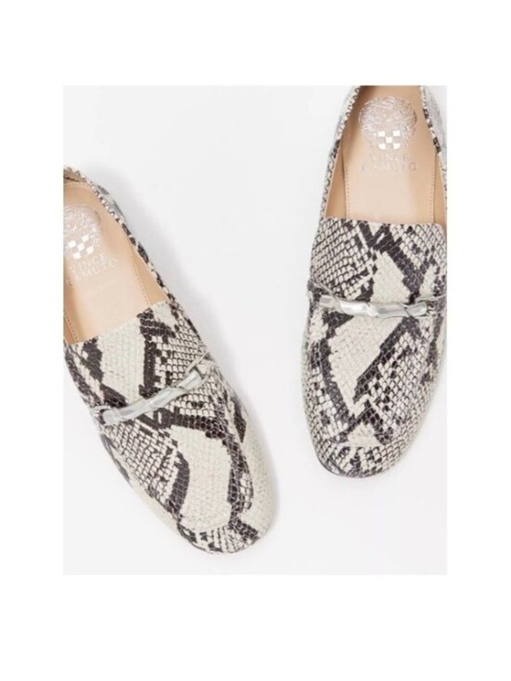 Vince Camuto Perenna Snake-Print Penny Loafers leather in Black and White size 9